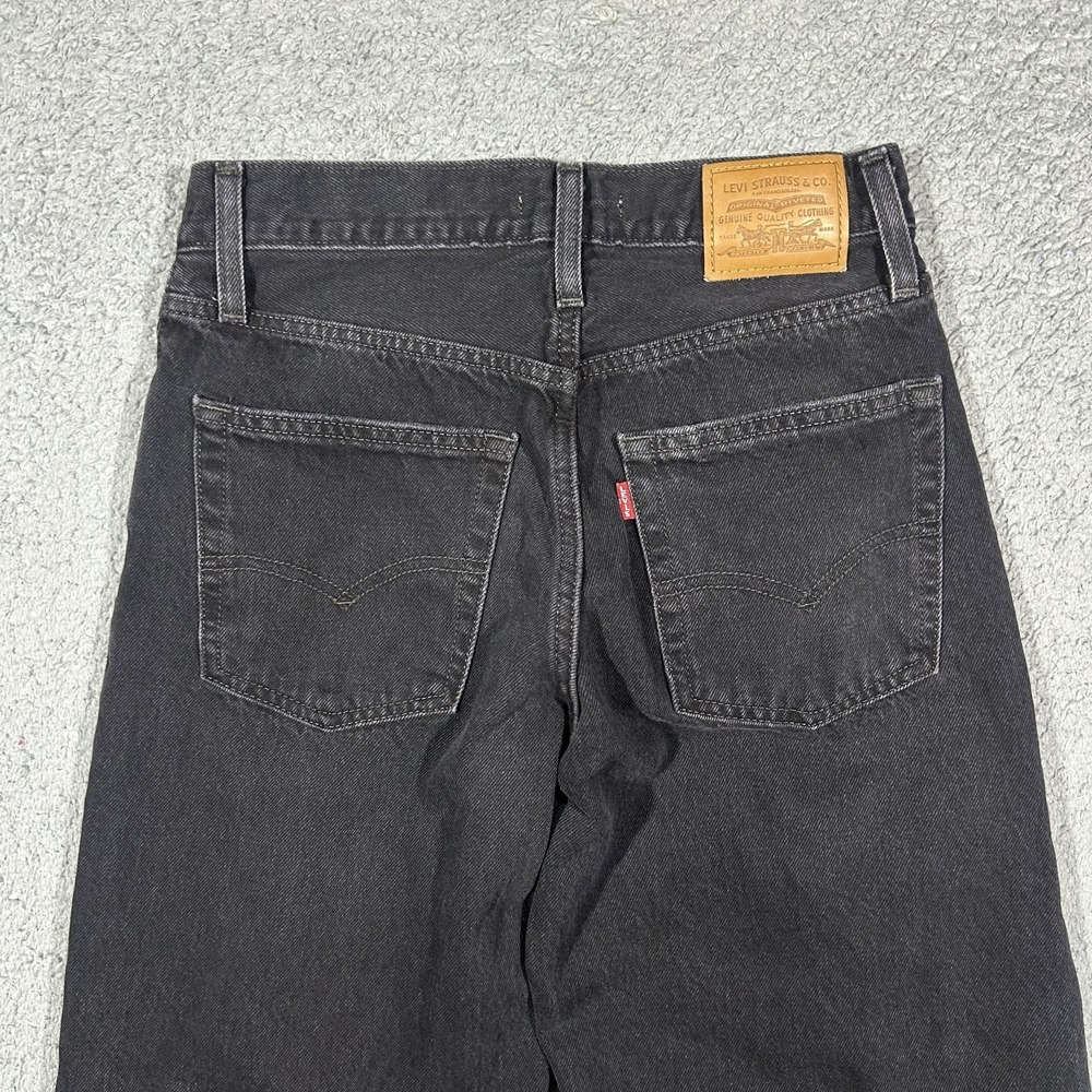 Levi's Women's Size 25 Baggy Dad Black Denim Jeans Relaxed Straight #2912 - Picture 5 of 9